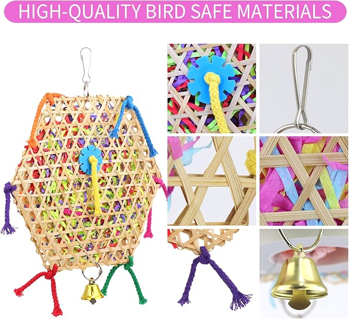 Bird Parrot Toys，2 Pack Bird Hanging Foraging Shredder Toys for Small Medium Small Bird Conure Cockatiel Parrotlet Lovebird Budgie