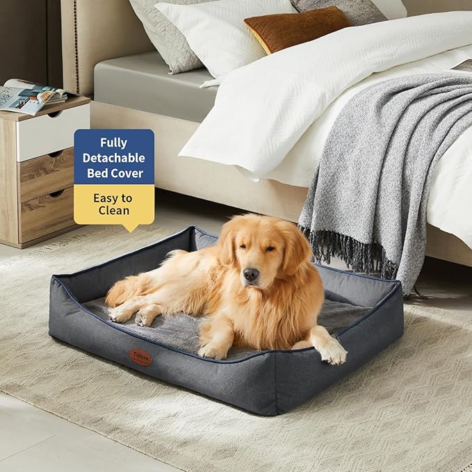 Orthopedic Dog Beds for Medium Dogs, Durable Egg Crate Foam Sofa Dog Bed wit Washable Removable Cover,Waterproof Lining,Pet Bed for Large Dogs (Dark Grey, 39.4" L x 31.5" W x 7.4" Th)