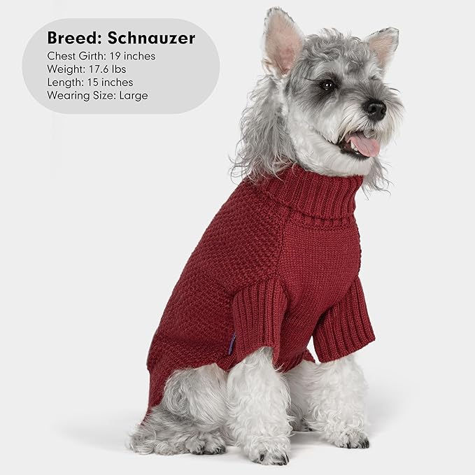 cyeollo Small Dog Sweater Warm Turtleneck Knitted Pet Winter Dog Clothes with Leash Hole Puppy Sweaters for Small Dogs