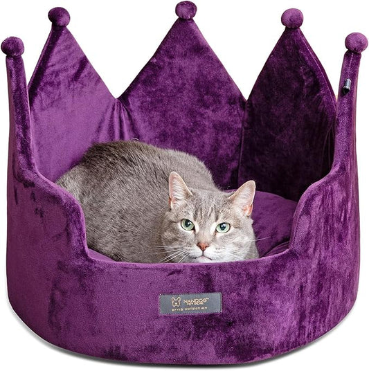 NANDOG Pet Gear Crown Cozy Round Dog and Cat Bed Collection Washable Indoor Pet Bed for Small Breeds -Soft Bed Fits in Crate or Kennel - Made of Ultra Soft Micro-Plush Material (Purple)