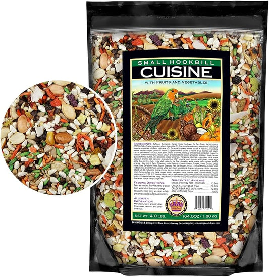 Small Hookbill Cuisine, 4 Lbs Premium Birdseeds for Parrot, Bird Food for Small Hookbill, Supports Daily Energy, Growth & Digestive Health, Nutrient-Rich Parrot Bird Seed for Outside Feeders
