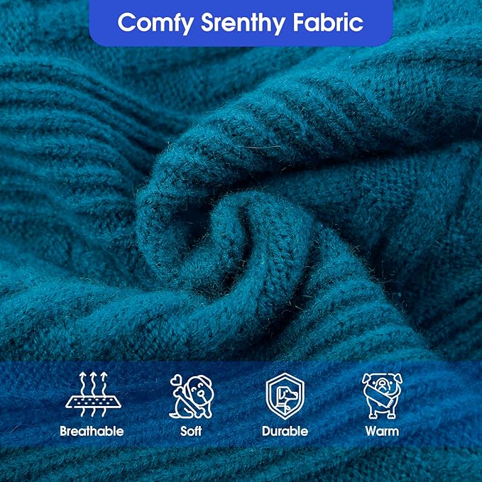 ASENKU XL Dog Sweater, Dog Sweaters for Extra Large Dogs,Pet Sweatshirt Apparel Turtleneck Pullover Winter Pitbull, Labrador Retriever(Teal Blue, X-Large)