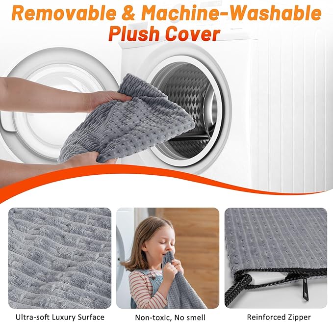 Cat Heating Pad, Waterproof Heated Cat Dog Bed with Adjustable Temperature & Timer, Electric Pet Mat for Indoor Cats Dogs, Chew Resistant Steel Cord（Large : 35"x24" Gray）