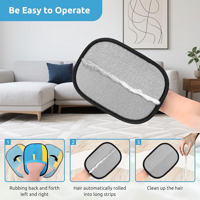 SAWMONG Pet Hair Removal Glove, 2Pcs Cat & Dog Reusable Pet Hair Remover Gloves 2025 New Upgrade, Grooming Pet Hair Remover Tool for Couch, Car, Furniture, Carpet