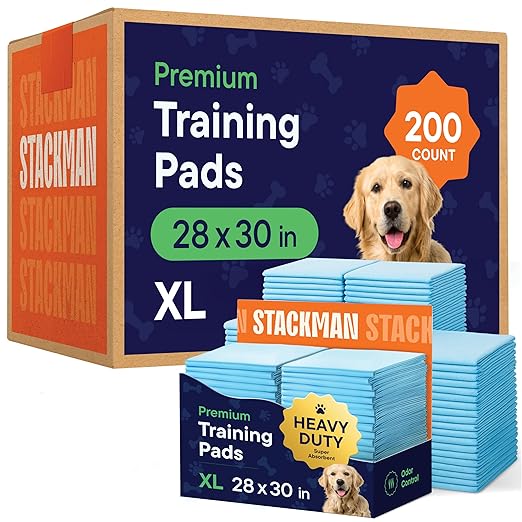 Puppy Pads Pet Pee Pads 28"x30" [200-Count] Pet Training Disposable Pads, Large Breed Pad, Leak-Proof, Bulk Case Pack - for Border Collies, Australian Shepherds, Labs Heavy Duty Surface Protector