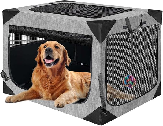 Dog Crate 36x25x25 Inch for Large or Medium Dogs, Portable and Foldable Design Perfect for Travel or Home Use, Dog Kennel with 3-Door
