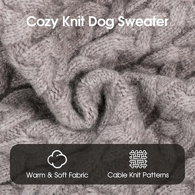 SAWMONG Dog Sweater, Dog Sweaters for Medium Dogs Girls Boys, Pullover Turtleneck Knitted Doggy Sweatshirt, Cold Weather Pet Clothes（Grey, Medium