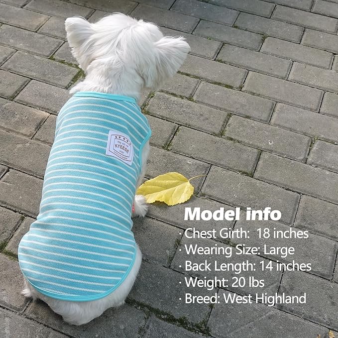 KYEESE 2Pack Dog Shirts Striped Soft Stretchy Dog T-Shirts Lightweight Tank Top Sleeveless Vest Breathable Pet Apparel, XX-Large, Rose Red+Blue