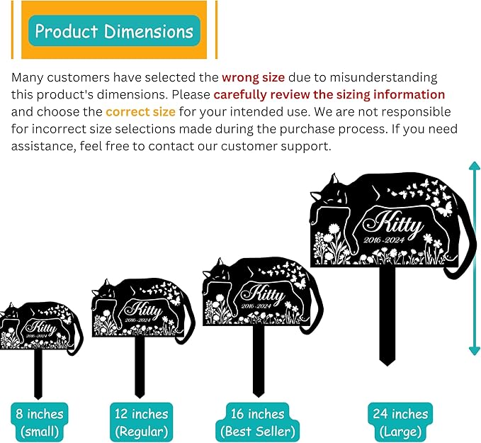 Personalized Cat Grave Marker – Custom Outdoor Pet Memorial Stone with Name and Years, Cat Headstones for Backyard or Pet Cemetery, Pets Grave Markers