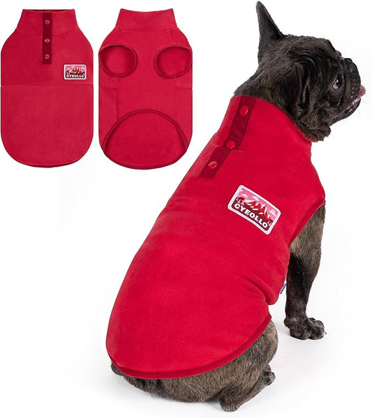 cyeollo Fleece Dog Sweater, Turtleneck Stretchy Sweatshirt Pullover Fleece Jacket Warm Winter Fall Dog Clothes for Medium Dogs Boy Girl Pet Apparel, Red XL