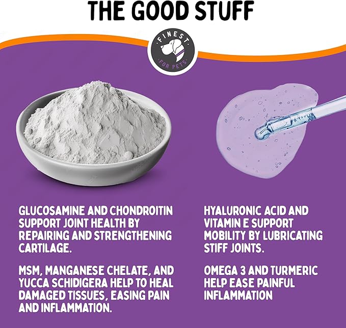 Joint Repair Hip and Joint Chews for Dogs - Finest for Pets Glucosamine, Chondroitin, MSM, Omega 3 & Turmeric for Dog Joint Support, Mobility & Pain Relief - (120 Chicken Flavored Chews, Made in USA)