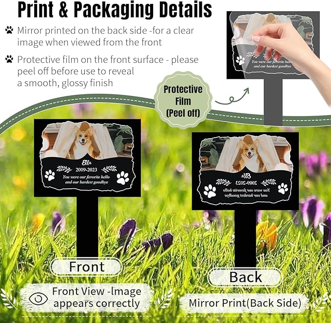 Custom Pet Cemetery Markers - Dog Grave Markers Outdoor Pet Grave Markers Cat Grave Markers for Cemetery Dog Tombstones for Graves Outdoor (A-Rectangle2)