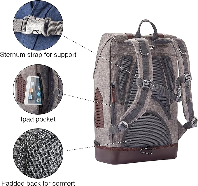 Kurgo Dog Carrier Backpack for Small Pets - Hands-Free Pet Travel Backpack - Armorsole Base - Convertible Backpack to Carrier - Rugged Pet Backpack - Heather Grey