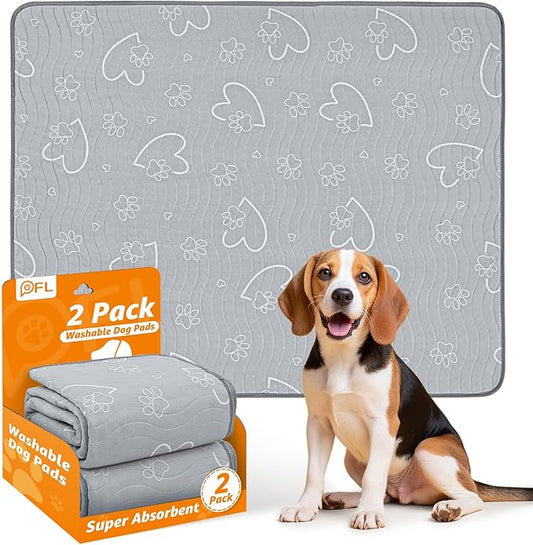 Washable Pee Pads for Dogs Reusable: 2 Pack Reusable Puppy Pads Waterproof and Absorbent - Non-Slip Dog Whelping Pads for Crate, Floor, Couch, 30"x 34"