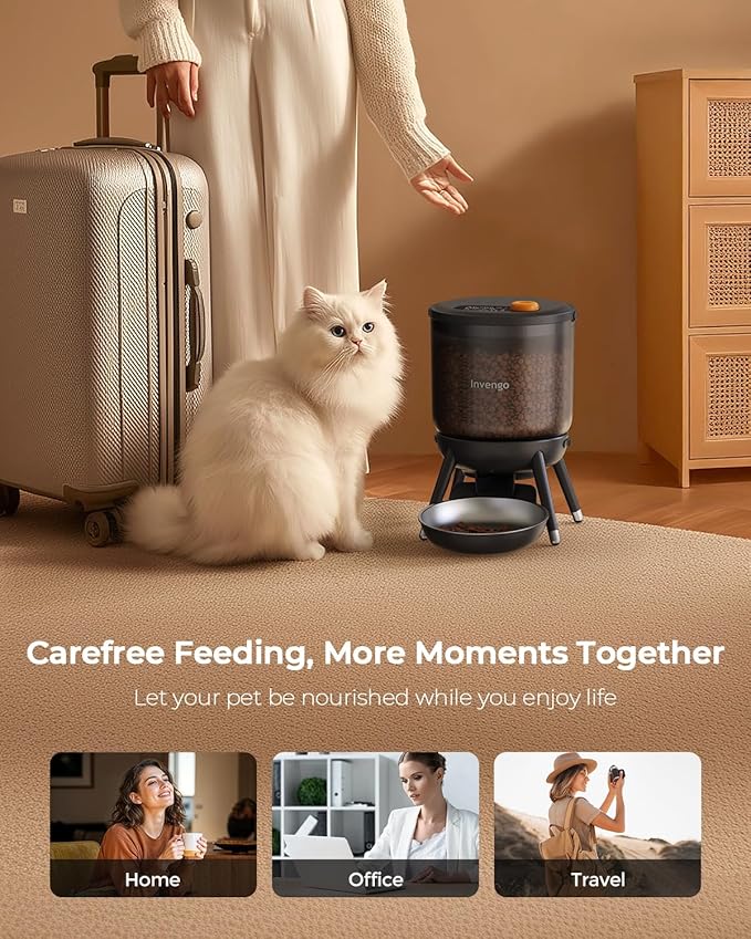 Automatic Cat Feeder with Timed Food Dispenser, One-Touch Feeding, Dual Power Supply, Anti-Bug Design, Visible 3L Hopper – Automatic Pet Feeder for Cats and Small Dogs