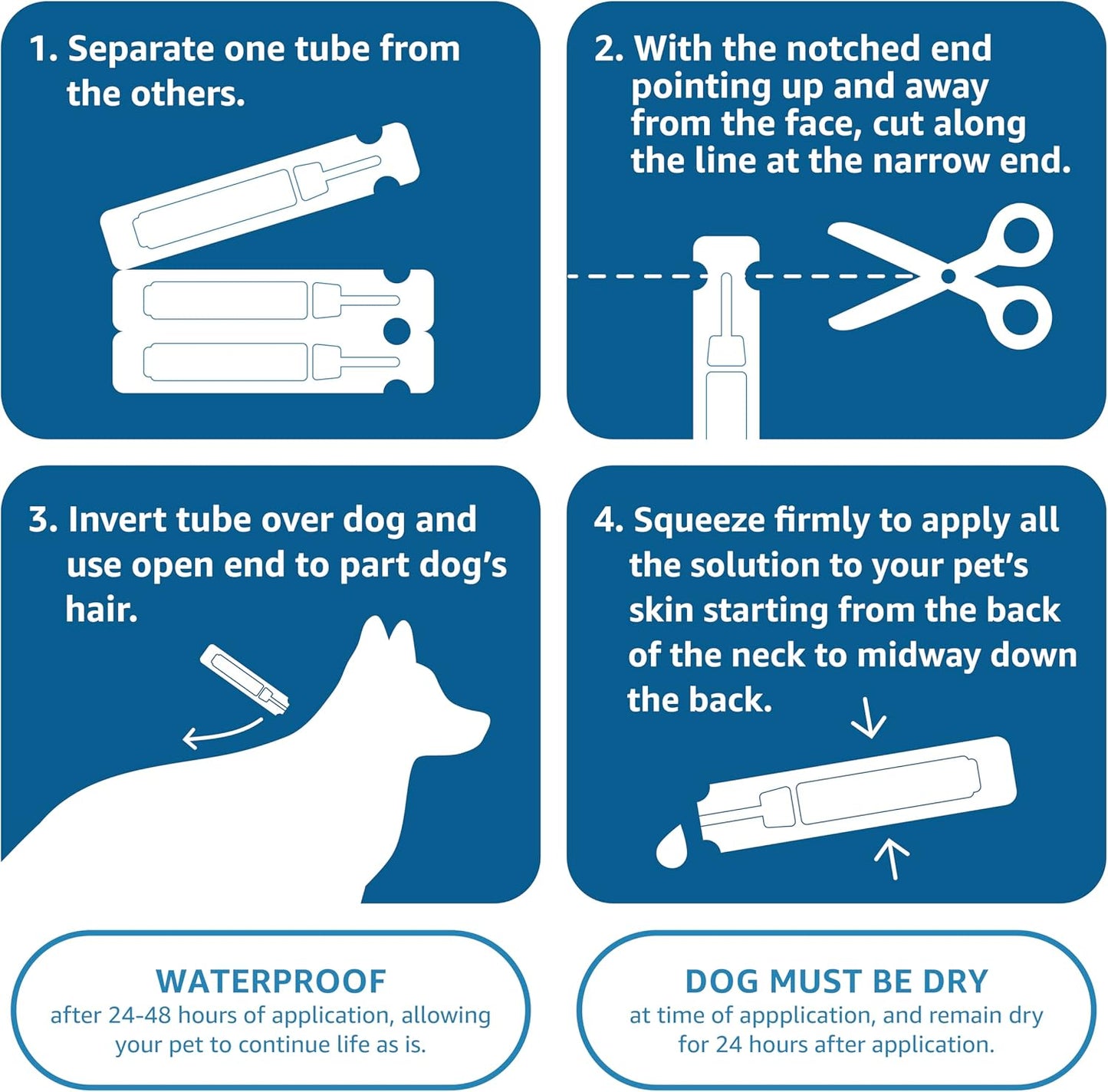 Amazon Basics Flea, Tick & Mosquito Topical Treatment for Medium Dogs (11-20 Pounds), 4 Count