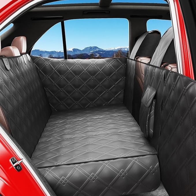 Back Seat Extender for Dogs – Waterproof Dog Seat Cover for Back Seat with Door Protection, Hard Bottom, Holds 420 lbs Dog Hammock for Cars, SUVs & Small Trucks