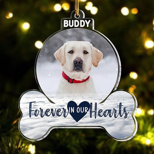 Pavo Acrylic Ornament, Forever in My Heart - Personalized Pet Memorial Photo Ornament, Custom Pet Memorial Keepsake, Perfect Christmas Memorial Gift for Pet Lovers, Dog Mom, Cat Mom (Loss of Dog)