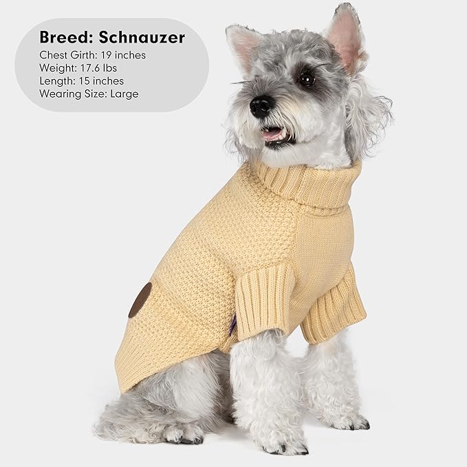 cyeollo Small Dog Sweater with Leash Hole Turtleneck Knitted Sweaters Winter Dog Clothes Sweaters for Small Dogs S