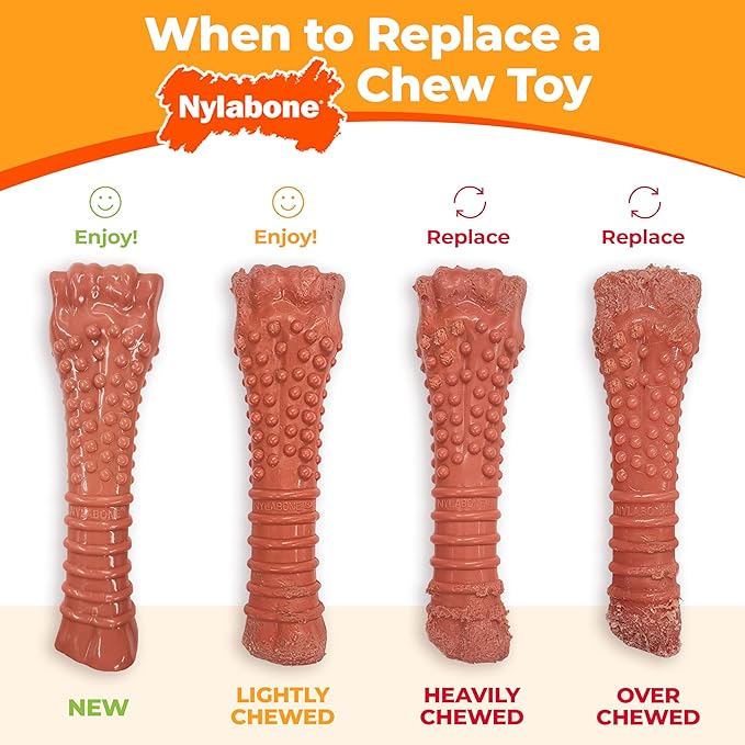 Nylabone Power Chew Classic Bone Chew Toy for Dogs, Durable Dog Toys for Aggressive Chewers, Bacon Flavor, Large/Giant - Up to 50 lbs. (1 Count)