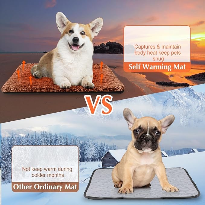 4 Pack Self Warming Cat Bed Indoor Self Heating Dog Cat Pad Washable 16 x 20 Inch Thermal Pet Kennel Pad Crate Bed Mat Reflect Body Heat for Outdoor