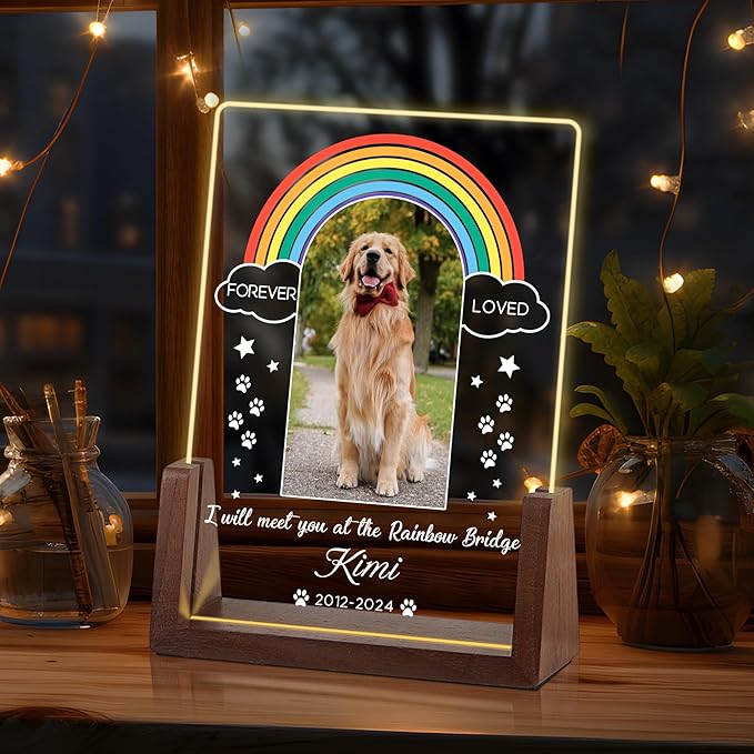 Personalized Dog Memorial Gifts for Loss of Dog, Pet Memorial Gifts for Dogs, Pet Memorial Acrylic Night Light, Pet Loss Sympathy Gift, Christmas Birthday Gifts for Pet Lovers