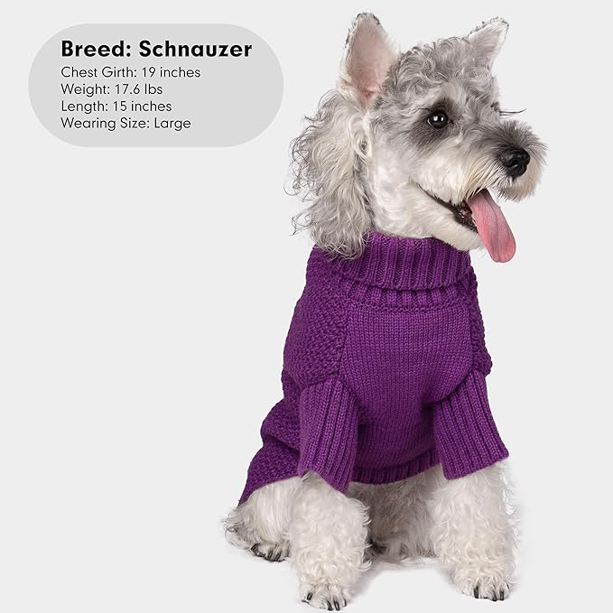 cyeollo Dog Sweater Pullover Turtleneck for Large Dogs, Classic Knitwear Fall Winter Cold Weather Dog Clothes Warm Pet Apparel Large Big Dogs Sweaters, Purple 3XL