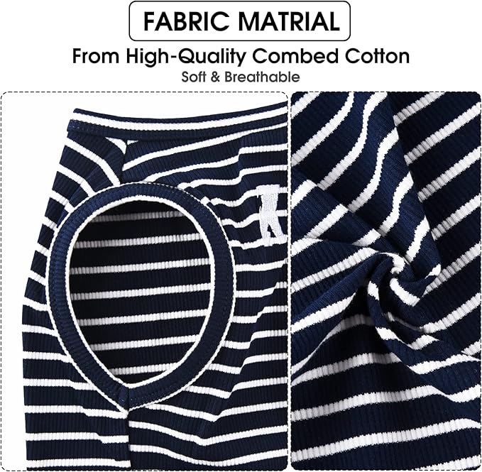 Koneseve Dog Shirt Vest Lightweight Stretchy Dog T-Shirts Soft Cool Sleeveless Stripe Vests Breathable Clothes for Puppy Kitty Cats Small Medium Large Dogs 2 Pack Red + Blue [S/Small]