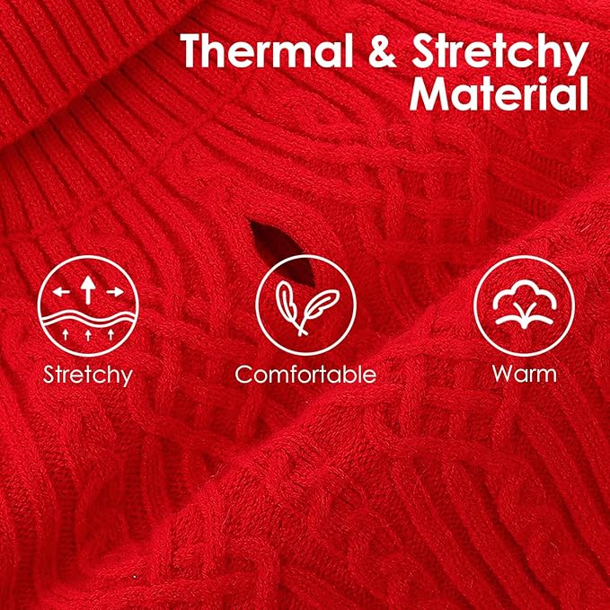 AOFITEE Large Dog Sweater, Turtleneck XXL Dog Sweater for Fall Winter, Stretchy Knitwear Christmas Dogs Sweaters, Pet Knitted Pullover with Harness Hole for Pitbull, Golden Retriever, Labrador Red 2XL