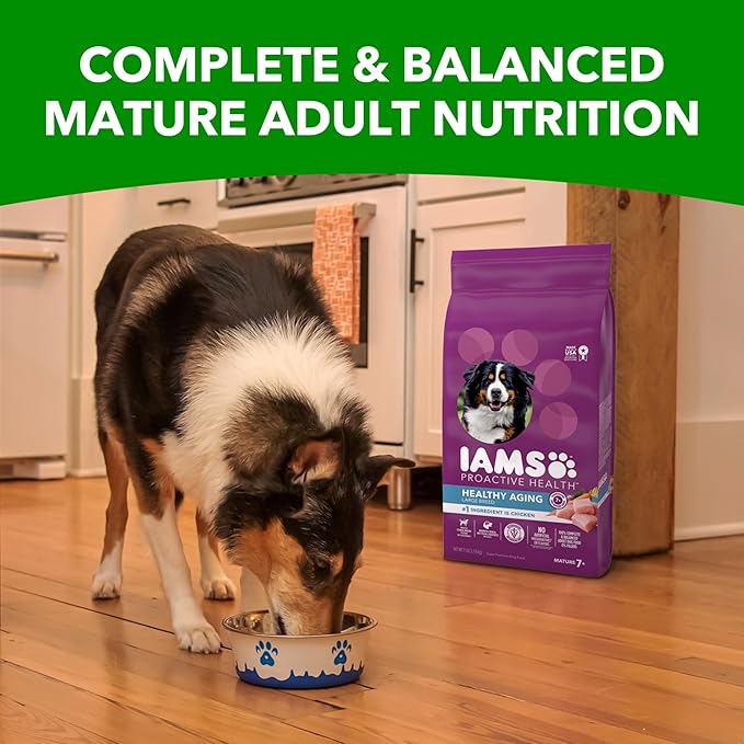IAMS Proactive Health Healthy Aging Large Breed Dog Food for Mature and Senior Dogs with Real Chicken, 30 lb. Bag