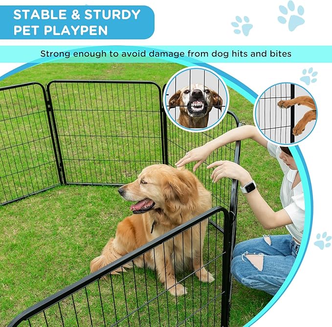 BestPet | Dog Playpen | 32 Inch, 12 Panels | Heavy Duty Metal Pet Exercise Pen | Indoor Outdoor Fence Panels | Rust-Resistant, Removable, Tool-Free Setup | Anti-Skid, Expandable Design