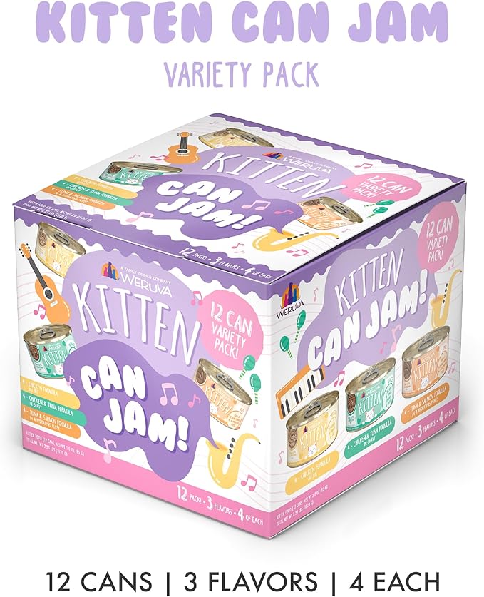 Weruva Kitten, Kitten Can Jam! Variety Pack, 3oz Can (Pack of 12)