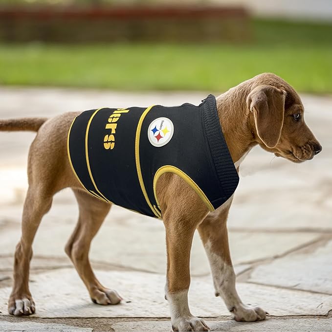 NFL Pittsburgh Steelers Dog Anxiety Shirt Calming Soothing Solution Vest for Dogs/Cats with Anxiety, Fears, Fireworks, Loud Noises, Dark, Lonely Keeps Dogs Calm Feeling Safe, Relaxing Jacket, Medium