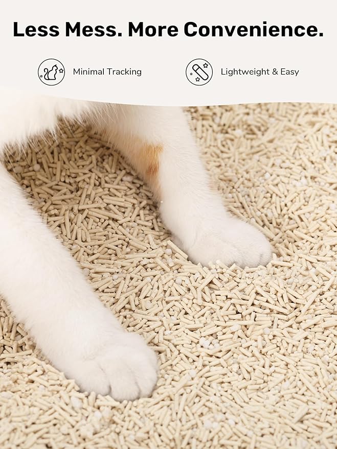 FUKUMARU Tofu Cat Litter, 24lb Fast Clumping & Odor Control, Gardenia Scent, Natural Bean Dregs & Cassava Starch, Dust-Free, Flushable, Low Tracking, Ultra Absorbent, Lightweight, 6lb x 4 Bags