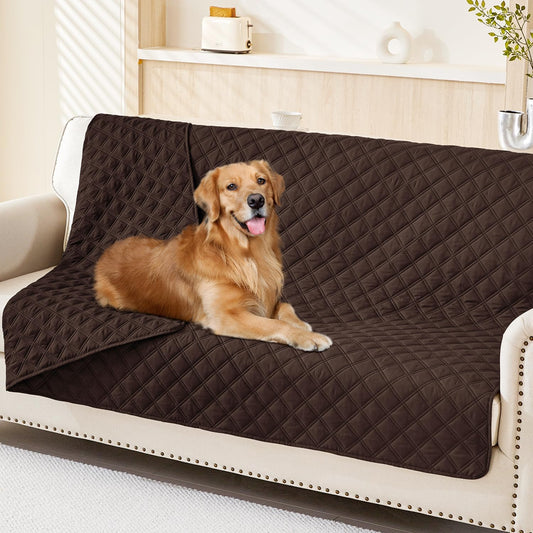 Smiry Waterproof Dog Bed Cover Pet Blanket, Soft Washable Dog Blanket for Furniture Bed Couch Sofa Reversible, Checkered (52"x82", Chocolate/Chocolate)