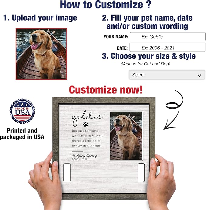 Customized Dog Collar Frame Memorial Pet Loss Sign for Dogs Lovers Gifts With Heartfelt Sentimental Quote For Someone Who Lost A Pet Keepsake Picture Frame Remembrance Decor Wall Remembrance