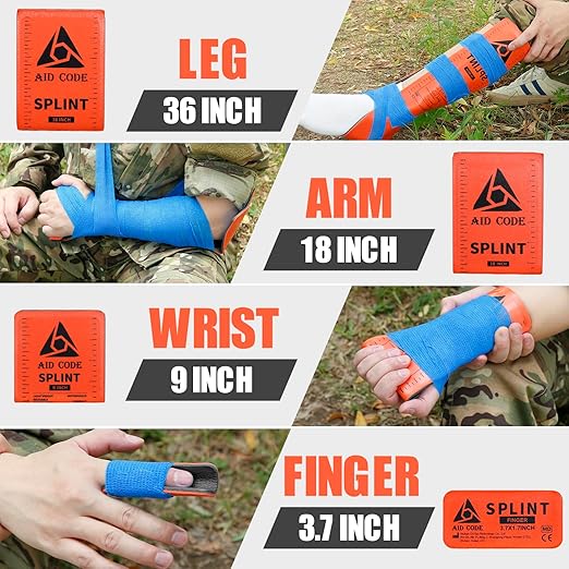 First Aid Splint 36" X 4.3",Emergency Splint Kit for Arm Leg Broken Bones Fracture,Ideal for Sports, Home, First Aid Refill and Pets (4 pack combo)