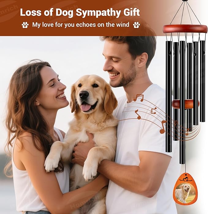 Homrich Pet Memorial Gifts for Dogs, 28" Dog Memorial Gifts for Loss of Dog, Memorial Wind Chimes, Pet Loss Sympathy Bereavement Gift Wind Chimes for Outside