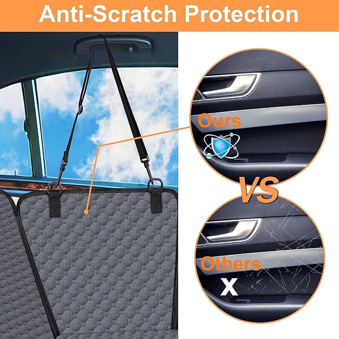 Mancro Dog Car Seat Cover for Back Seat, 2025 Upgraded 600D Heavy Duty Waterproof & Scratch-Resistant Dog Hammock for Car, Back Seat Pet Cover for Dogs with Sedan, Trucks and SUVs, Standard, Grey