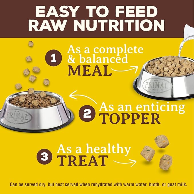 Primal Freeze Dried Puppy Dog Food, Pronto Mini Nuggets; Scoop & Serve, Complete & Balanced Meal; Also Use As Topper or Treat; Premium, Healthy, Grain Free, High Protein Raw Dog Food (16 oz)