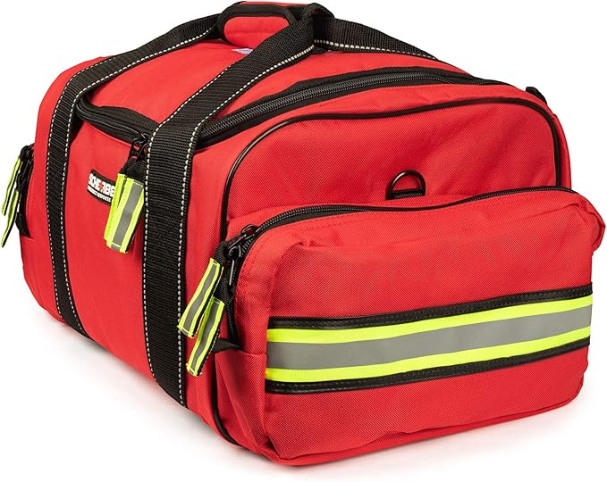 Scherber Fully-Stocked First Responder Bag | Professional EMT/EMS Trauma & Bleeding Medical Kit | HSA/FSA Approved | CAT Tourniquet, HyFin Chest Seal, Israeli Bandage & 250+ First Aid Supplies (Red)