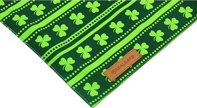 Realeaf St. Patrick's Day Dog Bandanas 2 Pack, Reversible Green Shamrock Pet Scarf for Boy and Girl, Premium Durable Fabric, Holiday Bandana for Small Medium Large and Extra Large Dogs (Small)