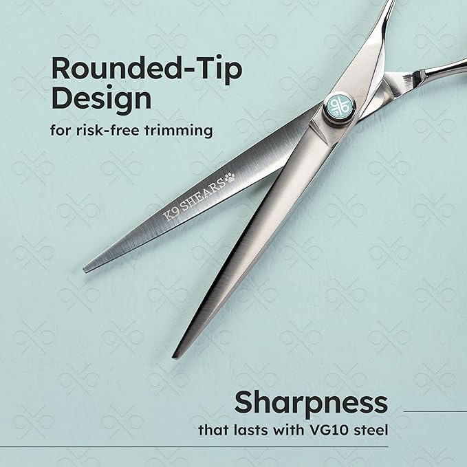 7” Dog Grooming Scissors｜VG10 Japanese Steel Professional Pet Grooming Shears for Cats & Dogs｜Clean Cut & Precise Trimming｜Lightweight Ergonomic Handcrafted Design｜K9 Shears