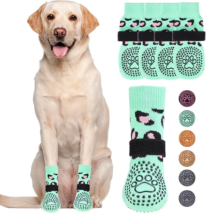 KOOLTAIL Dog Socks for Hot/Cold Pavement to Prevent Licking Paws,Dog Boots&Paw Protector for Hardwood Floors Anti Slip,Traction Control No Twist Grip Booties for Small Medium Large Senior Dogs SM