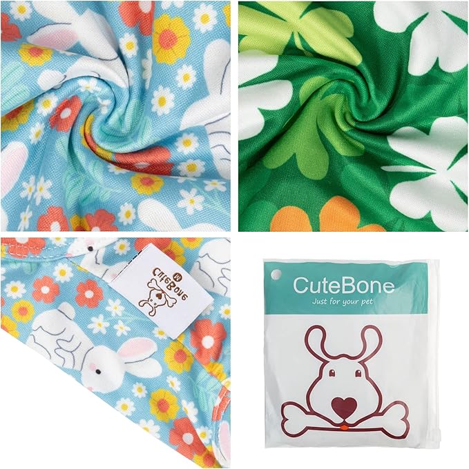 CuteBone Dog Shirts 2-Pack St.Patrick's Day & Easter Soft Pet Clothes Breathable Summer Vest for Small Puppy and Stretchy Cat Apparel 2BX12S