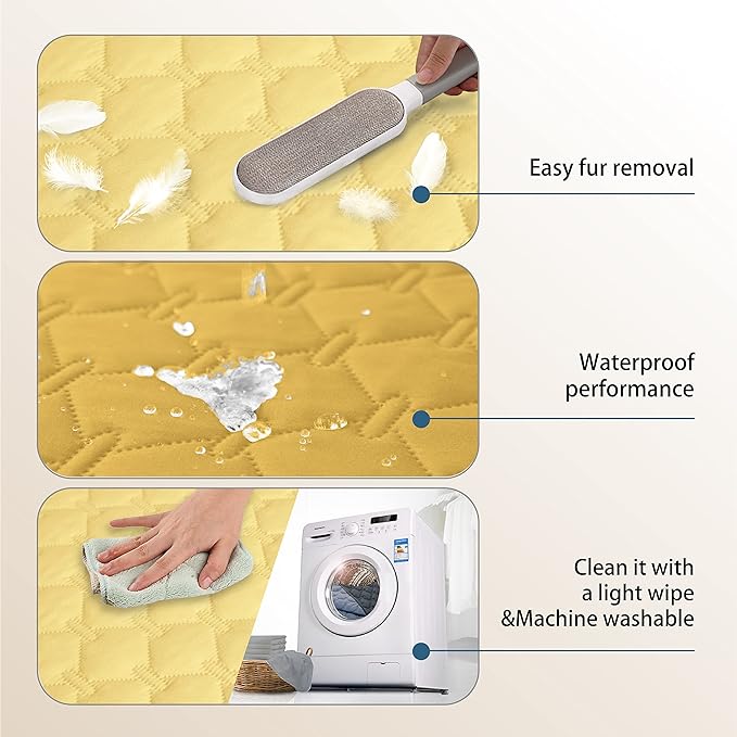 gogobunny 100% Double-Sided Waterproof Dog Bed Cover Pet Blanket Sofa Couch Furniture Protector for Puppy Large Dog Cat, Reversible (40x50 Inch (Pack of 1), Dark Yellow/Light Yellow)