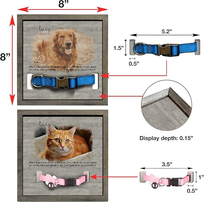 Personalized Dog Collar Frame Memorial Pet Loss Sign for Dog Lovers Collar Keepsake Picture Frame Remembrance Dogs Best Gifts With Heartfelt Sentimental Quote For Someone Who Lost A Pet Cats