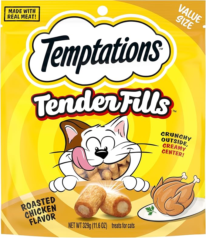 Temptations Tender Fills Crunchy and Soft Adult Cat Treats, Roasted Chicken Flavor, 11.6 oz. Pouch