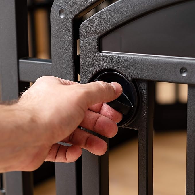 IRIS USA 34" 8-Panel Dog Playpen with Door, 63 x 63 x 35, Puppy Fence, Puppy Playpen, Dog Play Pen Indoors, Pet Fence, Puppies/Small Dogs, Black