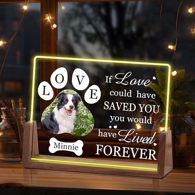 Custom Pet Memorial Gifts for Dogs, Customized Pet Memorial Night Light, Dog Memorial Gifts for Loss of Dog, Pet Loss Sympathy Gift, Christmas Birthday Gifts, Dog Bereavement Gifts
